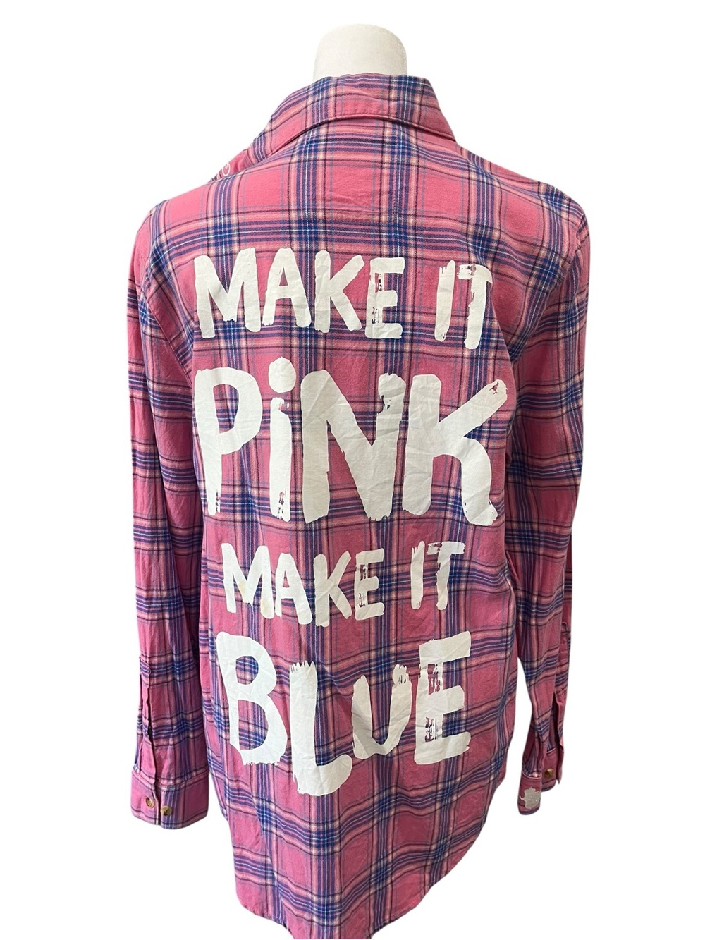 Cakeworthy Sleeping Beauty Aurora Make It Pink Blue Plaid Shirt Small